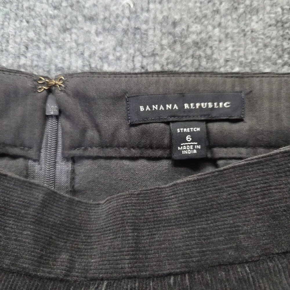 Banana Republic Skirt Womens 6 Gray Corduroy Stretch Button Pockets Zipper Back